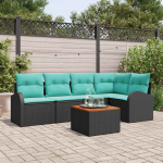 Aia diivanikomplekt 6 pcs must ja t&uuml;rkiissinine pol&uuml;rotang