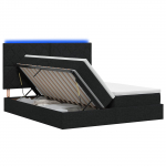 Led-iga voodiraam koos madratsiga must 200 x 200 cm kangas