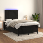 Kontinentaalvoodi madrats ja led, must, 120x200 cm, samet