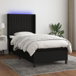 Kontinentaalvoodi madrats ja led, must, 90x200 cm, kangas