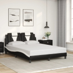 Voodiraam viana ilma madratsita, must ja valge, 120 x 200 cm, kunstnahk