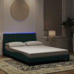 Voodiraam led ilma madratsita hanko, tumeroheline, 140x190 cm, samet