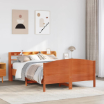 Voodiraam ilma madratsita, vahapruun, 135 x 190 cm, m&auml;nnipuit