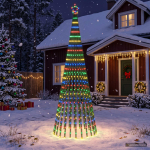 Led j&otilde;ulupuu 300 cm 668 led-i mitmev&auml;rviline teras must