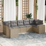7-osaline aiadiivani komplekt patjadega, beež, pol&uuml;rotang