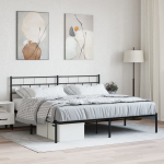 Metallist voodiraam peatsiga, must, 180 x 200 cm