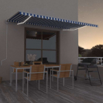Automaatne varikatus, tuuleandur, led, 500x350 cm sinine, valge
