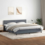 Kontinentaalvoodi madrats ja led tumehall 180x220 cm samet