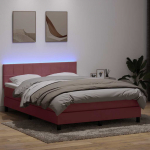 Kontinentaalvoodi madrats ja led roosa 160x220 cm samet