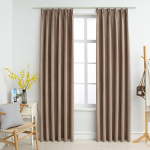 Pimendavad kardinad konksudega, 2 tk pruunikashall 140 x 245 cm