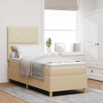 Led box spring voodi madratsiga peaga cream 80 x 200 cm kangas