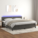 Kontinentaalvoodi madrats ja led, tumehall, 200x200 cm, samet