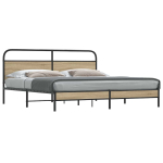 Metallist voodiraam ilma madratsita suitsutatud tamm 200x200 cm