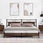 Metallist voodiraam ilma madratsita pruun tamm 193x201 cm