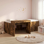 Laste k&otilde;rge voodi raam lauaga suitsutatud tamm 90 x 200 cm