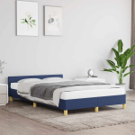 Voodiraam peatsiga ilma madratsita sinine 120x200 cm kangas