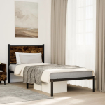 Metallist voodiraam ilma madratsita suitsutatud tamm 90x200 cm