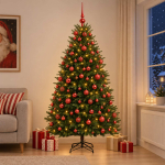 Tehisj&otilde;ulukuusk koos kaunistustega 210 cm 300 led-i soe valge