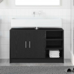 Vannitoa kapp riiuliga must tamm 90 x 29 x 55 cm tehispuit
