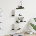 Seinariiul riiuliga 4 pcs k&uuml;pset roheline 30 x 9 x 2,5 cm