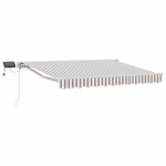 Manuaalne varikatus led-idega helehall ja valge 3,5 x 2,5 m