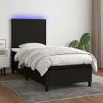 Kontinentaalvoodi madrats ja led, must, 80x200 cm, kangas