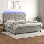 Kontinentaalvoodi madrats ja led, helehall, 200x200 cm, samet