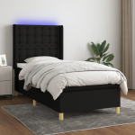 Kontinentaalvoodi madrats ja led, must, 80x200 cm, kangas