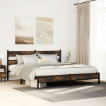 Metallist voodiraam ilma madratsita suitsutatud tamm 183x213 cm