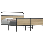 Metallist voodiraam ilma madratsita suitsutatud tamm 160x200 cm