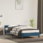 Voodiraam ilma madratsita tumesinine 90x200 cm samet