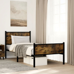 Metallist voodiraam ilma madratsita suitsutatud tamm 90x200 cm