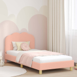 Laste voodiraam peatoega peaga roosa 90 x 190 cm boucl&eacute;