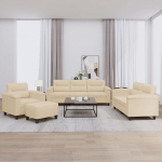 4-osaline diivanikomplekt patjadega, kreemjas, mikrofiiber