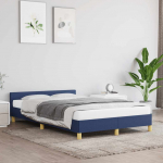 Voodiraam peatsiga ilma madratsita sinine 120x200 cm kangas