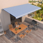 K&auml;sitsi sisset&otilde;mmatav varikatus 600x350 cm sinine ja valge