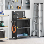 T&ouml;&ouml;riistade k&auml;ru must 65 x 35 x 111 cm k&uuml;lmvaltsitud teras