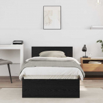 Voodi raam peaga must tamm 90 x 190 cm tehispuit
