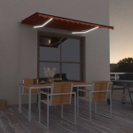 K&auml;sitsi sisset&otilde;mmatav varikatus, led 350x250 cm, oranž ja pruun