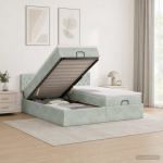 Ottomani voodi koos madratsiga peaga 2 pcs helehall samet