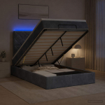 Ottomani voodi madratsi ja led-idega tumehall 120 x 190 cm