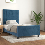 Voodiraam ilma madratsita tumesinine 100x200 cm samet