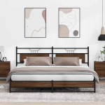 Metallist voodiraam ilma madratsita pruun tamm 193x201 cm