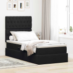 Voodi hoiukohaga ja madratsiga peaga must 90 x 200 cm samet