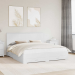 Voodi raam sahtliga peaga valge 180 x 200 cm tehispuit