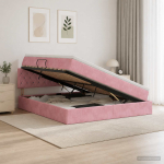 Laos voodi peaga roosa 160 x 200 cm samet