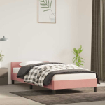 Voodiraam peatsiga ilma madratsita roosa 90x200 cm samet