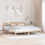 Voodi raam peaga neutraalne 180 x 200 cm tahke m&auml;nd