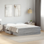 Voodiraam sahtlitega, hall sonoma tamm, 135 x 190 cm, tehispuit
