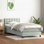 Box vedruvoodi madratsiga helehall 80x210 cm samet